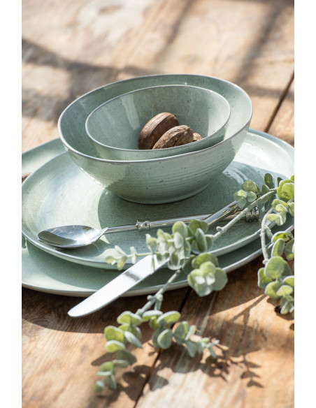 Assiette Ronde Plate 30 cm Splashes en Porcelaine Vert menthe - 5