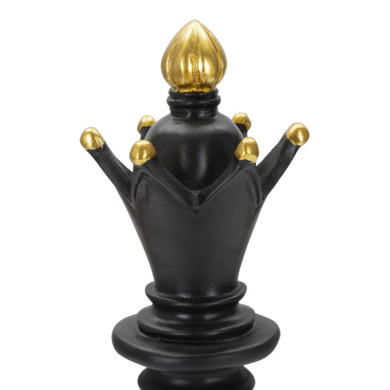 Pièce d'échecs décorative XL Fou Hauteur 38 cm en Résine Noir Doré Scacchi 