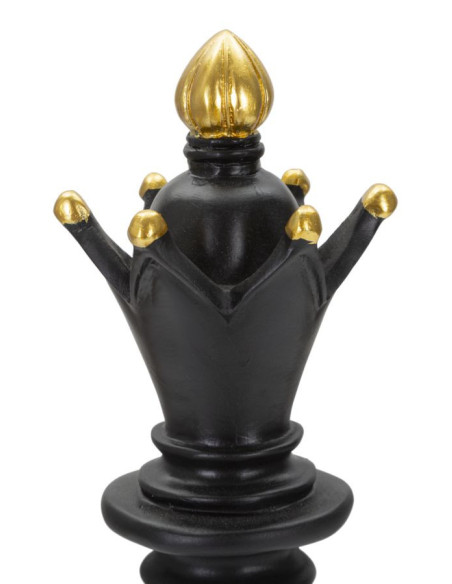 Pièce d'échecs décorative XL Fou Hauteur 38 cm en Résine Noir Doré Scacchi 