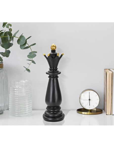 Pièce d'échecs décorative XL Fou Hauteur 38 cm en Résine Noir Doré Scacchi 