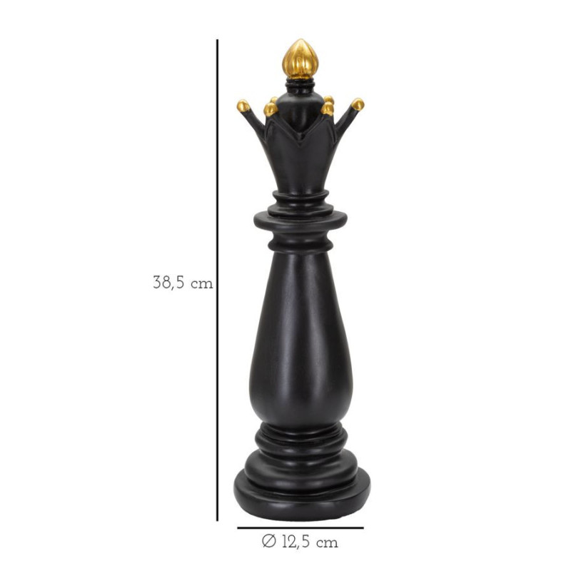 Pièce d'échecs décorative XL Fou Hauteur 38 cm en Résine Noir Doré Scacchi 
