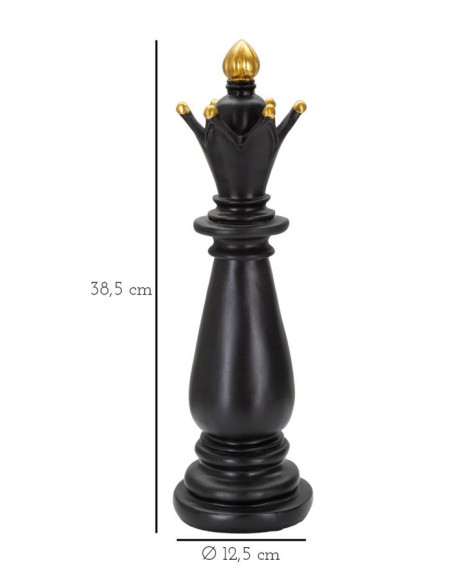 Pièce d'échecs décorative XL Fou Hauteur 38 cm en Résine Noir Doré Scacchi 