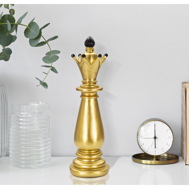 Pièce d'échecs décorative XL Fou Hauteur 38 cm en Résine Doré Noir Scacchi 