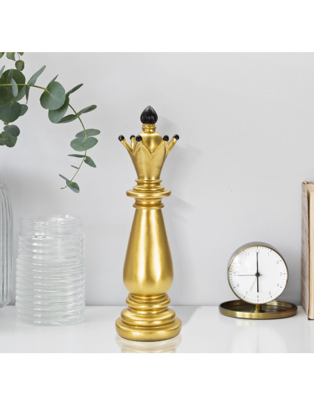 Pièce d'échecs décorative XL Fou Hauteur 38 cm en Résine Doré Noir Scacchi 