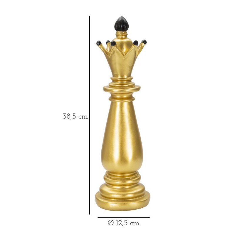 Pièce d'échecs décorative XL Fou Hauteur 38 cm en Résine Doré Noir Scacchi 