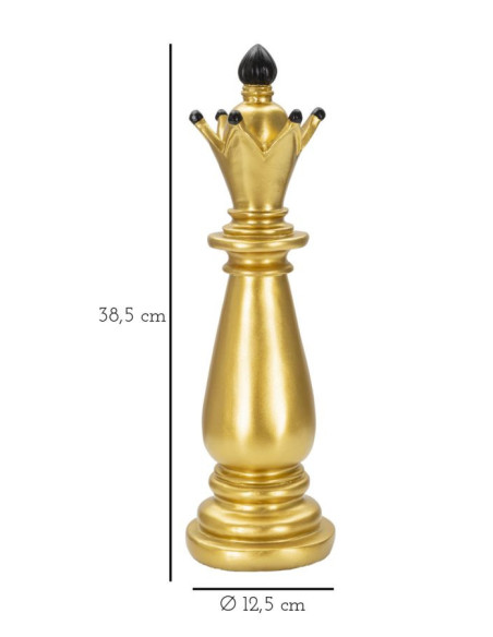 Pièce d'échecs décorative XL Fou Hauteur 38 cm en Résine Doré Noir Scacchi 