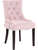 Chaise style vintage Dossier capitonné en Velours Rose Bois Marron Huguette