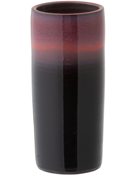 Vase Cylindrique Joliane Hauteur 35 cm en Faïence Noir Rouge - 1