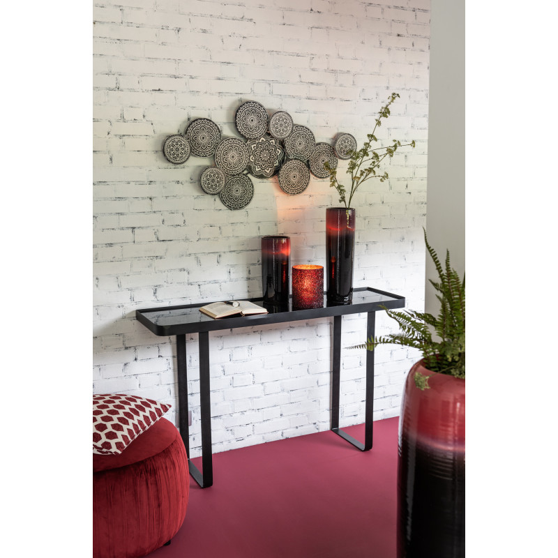 Vase Cylindrique Joliane Hauteur 35 cm en Faïence Noir Rouge - 3