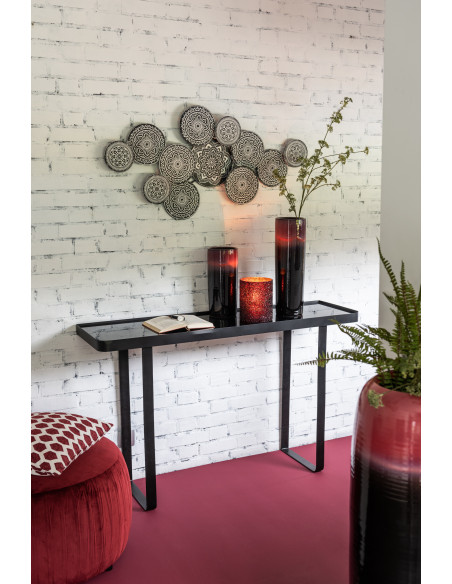 Vase Cylindrique Joliane Hauteur 35 cm en Faïence Noir Rouge - 3