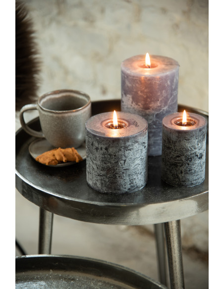 Bougie Cylindrique XXL Granite J-Line en Cire 70 heures Hauteur 15 cm - 4