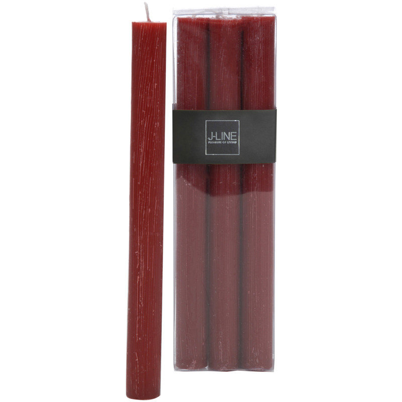 Bougie Cylindrique Cerise J-Line en Cire 13 heures Hauteur 25 cm (Lot de 6) - 1