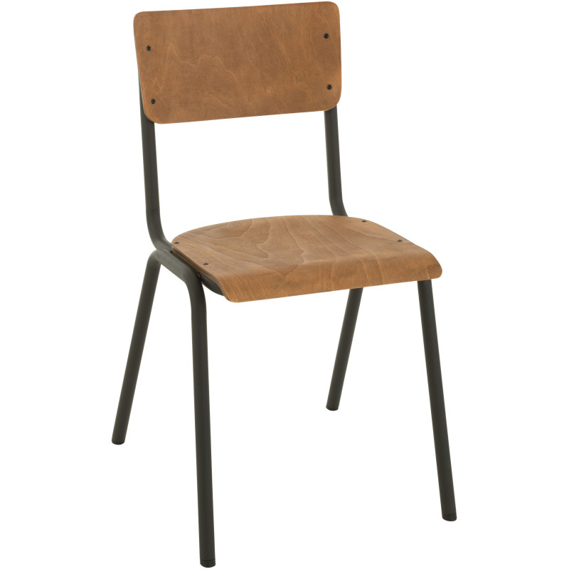 Chaise Toto en Bois de peuplier Naturel Métal Noir - 1