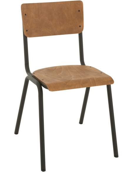 Chaise Toto en Bois de peuplier Naturel Métal Noir - 1