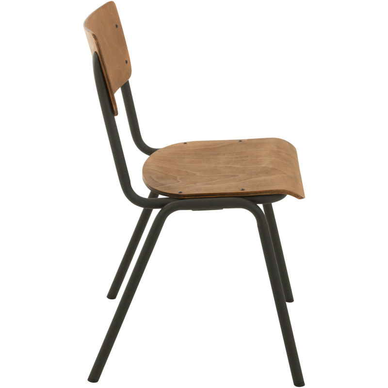 Chaise Toto en Bois de peuplier Naturel Métal Noir - 3