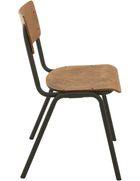 Chaise Toto en Bois de peuplier Naturel Métal Noir - 3