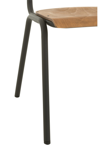 Chaise Toto en Bois de peuplier Naturel Métal Noir - 5