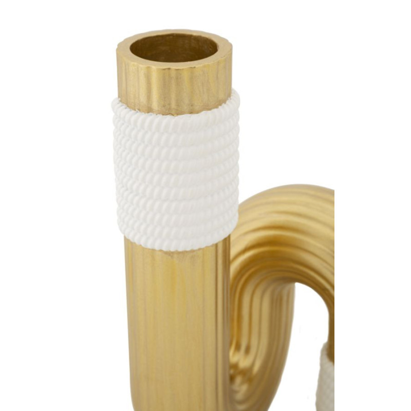 Vase design original Tuyau Hauteur 18 cm en Résine Doré Blanc Bann 