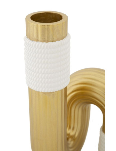 Vase design original Tuyau Hauteur 18 cm en Résine Doré Blanc Bann 