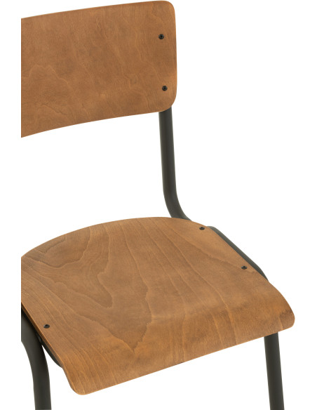 Chaise Toto en Bois de peuplier Naturel Métal Noir - 6