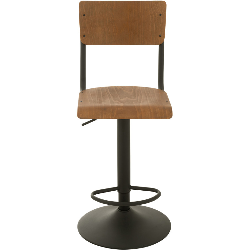 Tabouret de bar avec dossier Toto en Bois de peuplier Naturel Métal Noir - 3