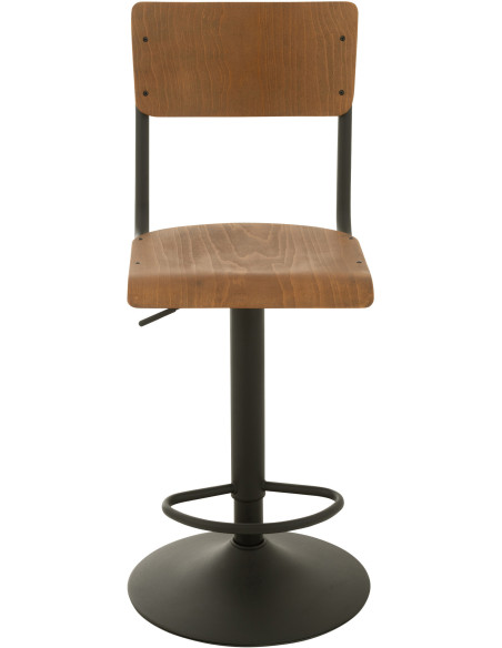 Tabouret de bar avec dossier Toto en Bois de peuplier Naturel Métal Noir - 3