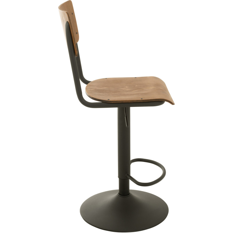 Tabouret de bar avec dossier Toto en Bois de peuplier Naturel Métal Noir - 4