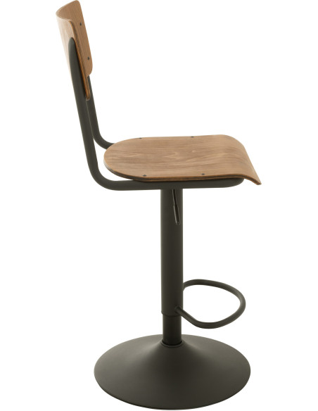 Tabouret de bar avec dossier Toto en Bois de peuplier Naturel Métal Noir - 4