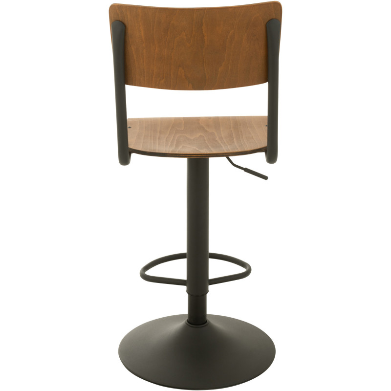 Tabouret de bar avec dossier Toto en Bois de peuplier Naturel Métal Noir - 5