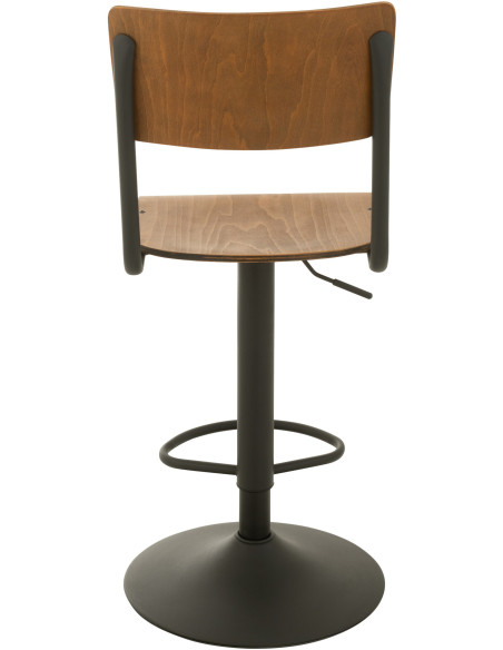 Tabouret de bar avec dossier Toto en Bois de peuplier Naturel Métal Noir - 5