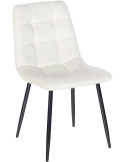 Chaise moderne en Velours Blanc Métal Noir Mat Delphine
