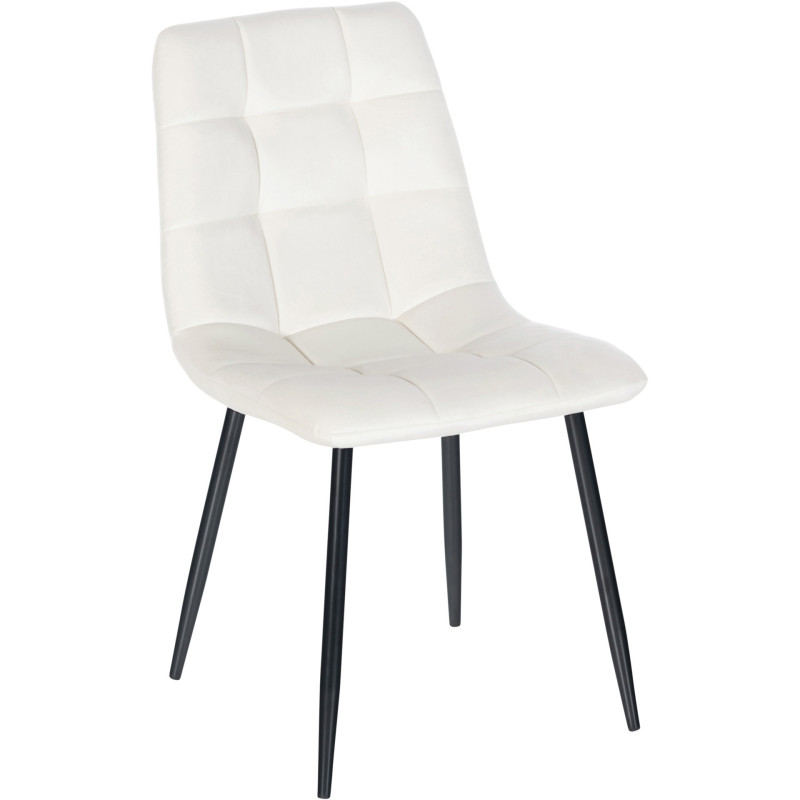 Chaise moderne en Velours Blanc Métal Noir Mat Delphine - 1