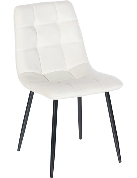 Chaise moderne en Velours Blanc Métal Noir Mat Delphine - 1