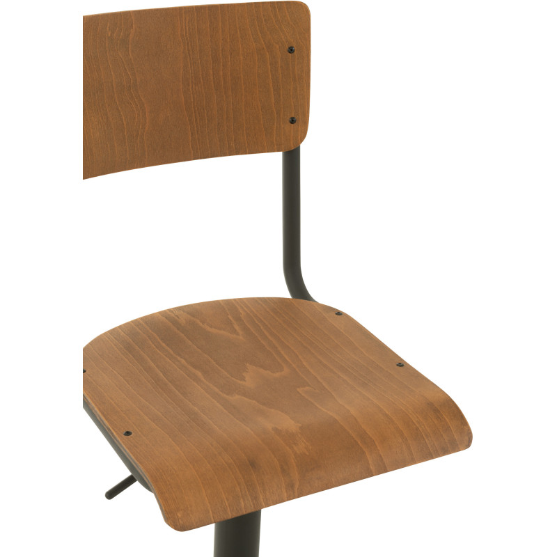 Tabouret de bar avec dossier Toto en Bois de peuplier Naturel Métal Noir - 7