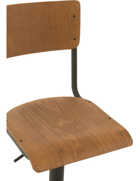 Tabouret de bar avec dossier Toto en Bois de peuplier Naturel Métal Noir - 7