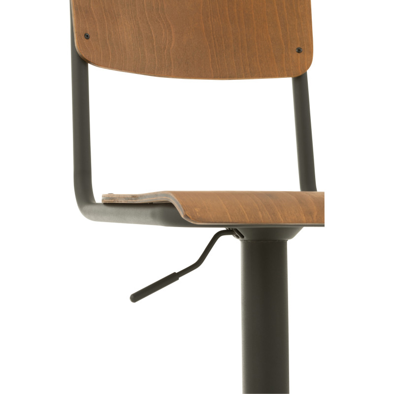 Tabouret de bar avec dossier Toto en Bois de peuplier Naturel Métal Noir - 8