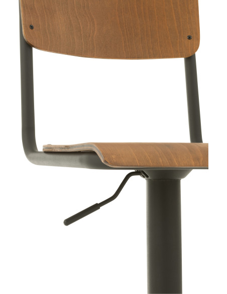 Tabouret de bar avec dossier Toto en Bois de peuplier Naturel Métal Noir - 8