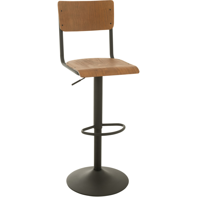 Tabouret de bar avec dossier Toto en Bois de peuplier Naturel Métal Noir - 9