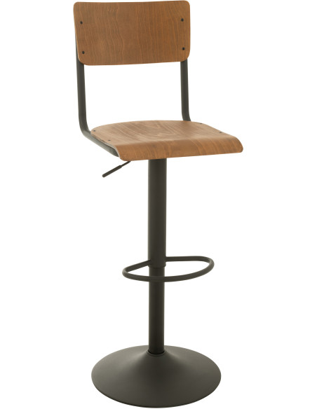 Tabouret de bar avec dossier Toto en Bois de peuplier Naturel Métal Noir - 9