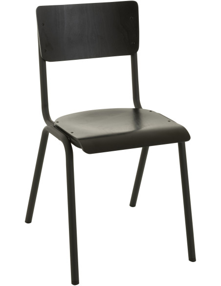 Chaise Toto en Bois de peuplier Noir Métal Noir - 1