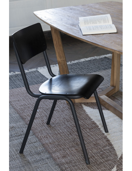 Chaise Toto en Bois de peuplier Noir Métal Noir - 2