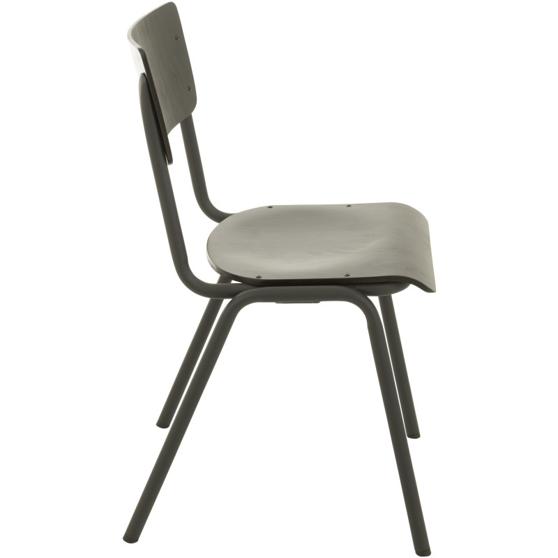 Chaise Toto en Bois de peuplier Noir Métal Noir - 4