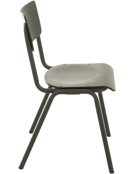 Chaise Toto en Bois de peuplier Noir Métal Noir - 4