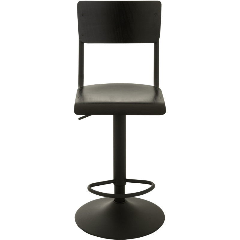 Tabouret de bar avec dossier Toto en Bois de peuplier Noir Métal Noir - 2