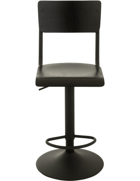Tabouret de bar avec dossier Toto en Bois de peuplier Noir Métal Noir - 2
