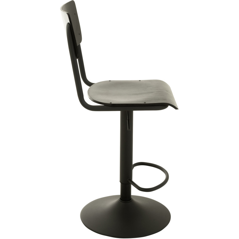 Tabouret de bar avec dossier Toto en Bois de peuplier Noir Métal Noir - 3