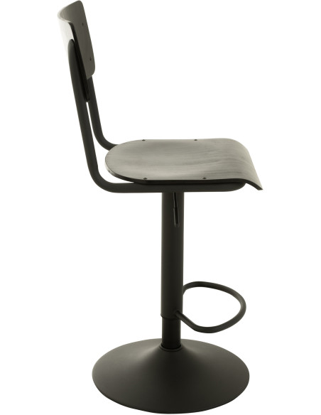 Tabouret de bar avec dossier Toto en Bois de peuplier Noir Métal Noir - 3