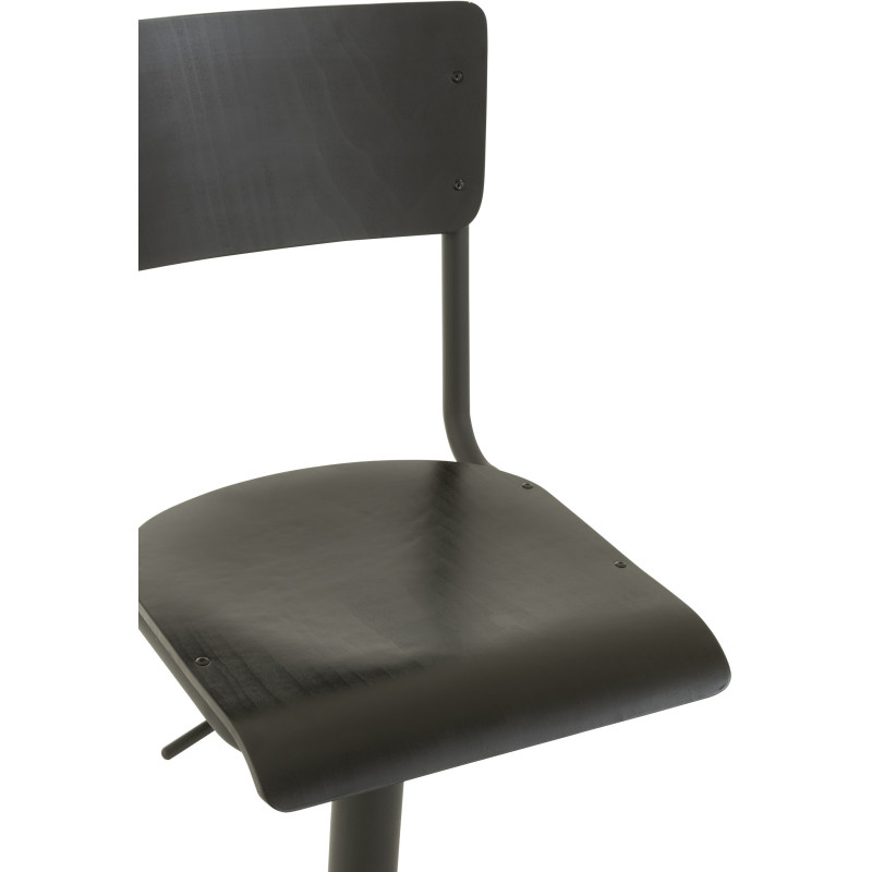 Tabouret de bar avec dossier Toto en Bois de peuplier Noir Métal Noir - 6