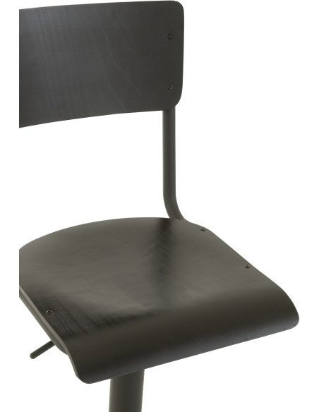 Tabouret de bar avec dossier Toto en Bois de peuplier Noir Métal Noir - 6