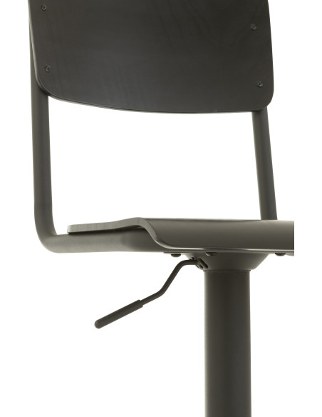 Tabouret de bar avec dossier Toto en Bois de peuplier Noir Métal Noir - 7